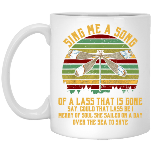 That Is Gone, Dragonfly Sing Me A Song Of A Lass Retro White Mug