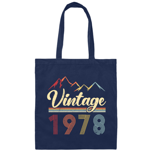 Vintage Mountain 1978, Retro 1978 Birthday, 1978 Gift Canvas Tote Bag