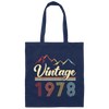 Vintage Mountain 1978, Retro 1978 Birthday, 1978 Gift Canvas Tote Bag