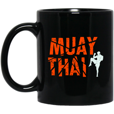 Muay Thai, Fighter Kickboxing, Martial Art, Retro Muay Thai, Love Muay Black Mug