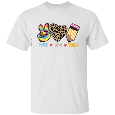 Peace Love Teach, Colorful Peace, Leopard Love Unisex T-Shirt