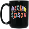 Cozy Season, Fall, Autumn, Groovy Fall Season Black Mug