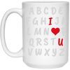 I Love You Alphabet, Love Valentine, Valentine Alphabet White Mug