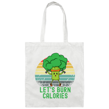 Retro Healthy Lets Burn Calories Do Excercise Broccoli Canvas Tote Bag