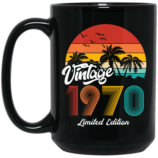 Vintage 1970, 1970 Birthday, 1970 Limited Edition, 1970 Retro Black Mug