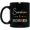 Sunshine And Horses, Groovy Hore, Retro Horse Black Mug