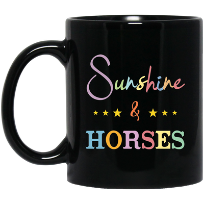 Sunshine And Horses, Groovy Hore, Retro Horse Black Mug