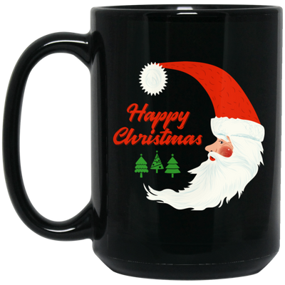 Happy Christmas, Santa In Moon, Christmas Tree, Merry Christmas, Trendy Christmas Black Mug