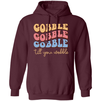 Gobble Till You Wobble, Turkey_s Day, Groovy Turkey Pullover Hoodie