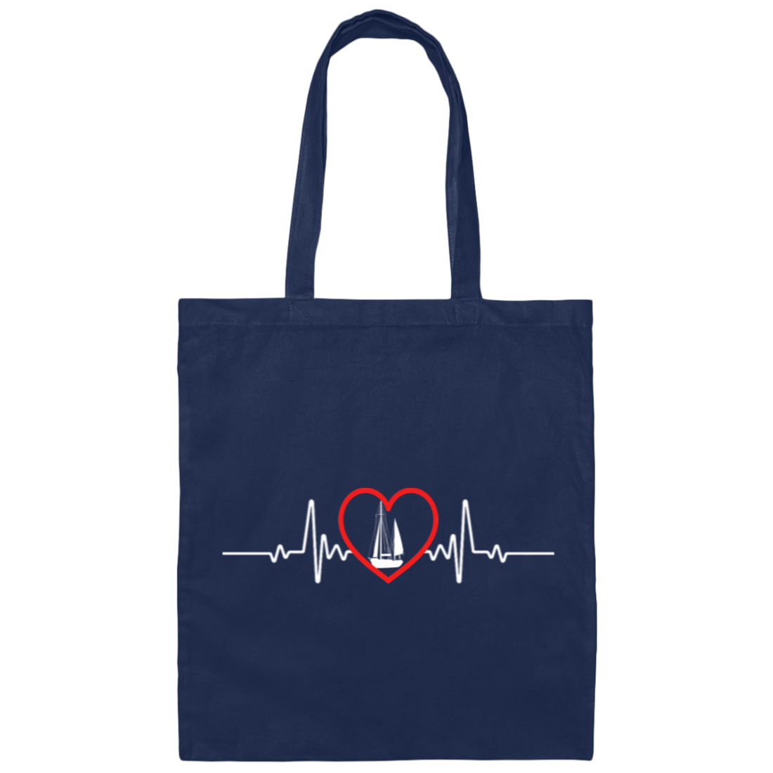 Love Sailing Boat Heartbeat, Sailing Boat And Heart, Love Sailing, Heartbeat Boat Canvas Tote Bag