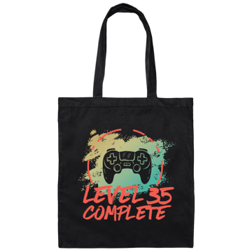 Level 35 Complete, Vintage 35th Wedding, Anniversary 35th, Best 35th Gift Canvas Tote Bag