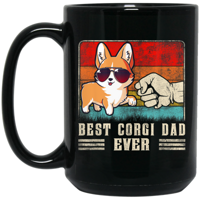 Retro Corgi, Best Corgi Dad Ever, Best Dog Dad Ever, Love Dad Black Mug