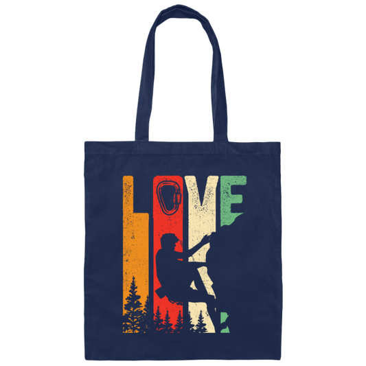 Retro Cool Rock Climbing, Mountain Climbing Tools Canvas Tote Bag