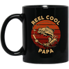 Cool Papa Love Fishing, Ocean Papa, Retro Gift For Papa, Love Fishing Black Mug