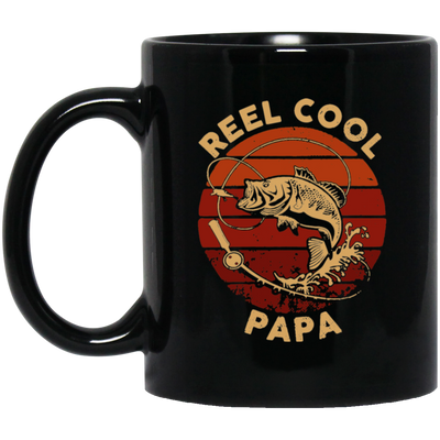 Cool Papa Love Fishing, Ocean Papa, Retro Gift For Papa, Love Fishing Black Mug