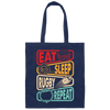 Eat, Sleep, Rugby, Repeat, Retro Rugby, Rugby Lover Canvas Tote Bag