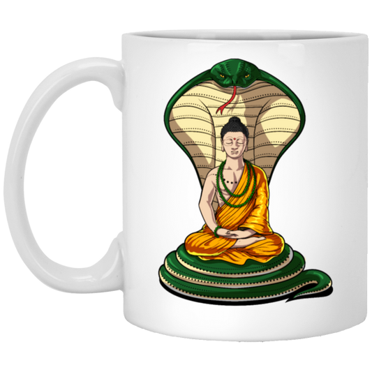 Buddha Cobra Snake, Zen Yoga, Meditation Hindu, Love Buddha Gift White Mug
