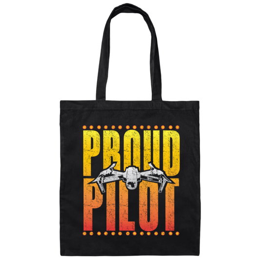 Drone Pilot, Flight Multicopter, Proud Of Pilot, Retro Airplane Love Gift Canvas Tote Bag