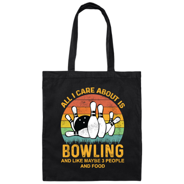 I Like Bowling, Maybe 3 People Funny, All I Care About Is Bowling, Retro Bowling Canvas Tote Bag