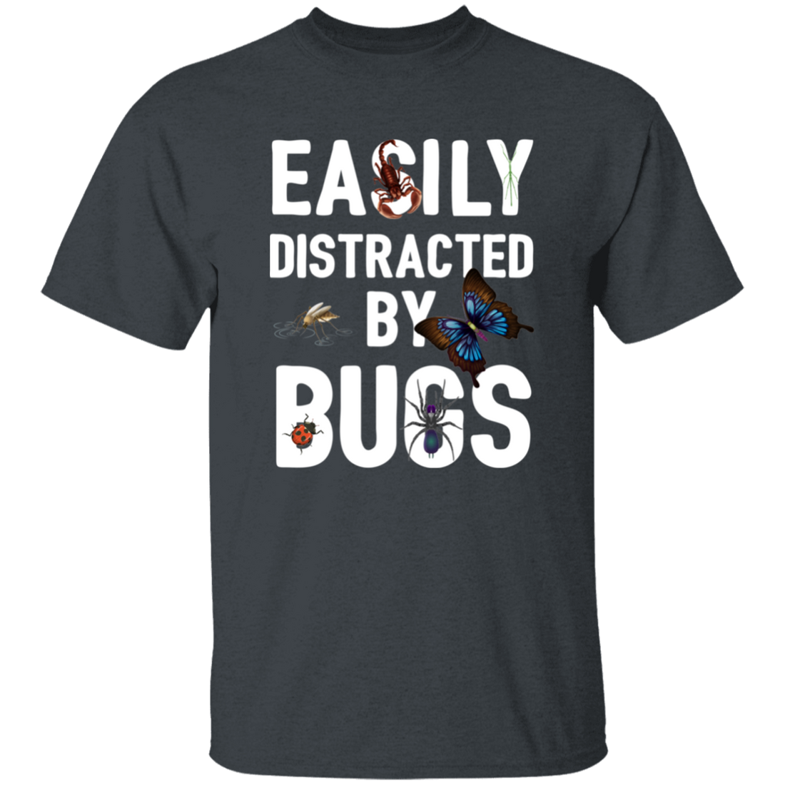 Easily Distracted By Bugs, Butterfly And Spiders Unisex T-Shirt