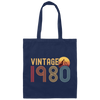 Vintage 1980 Retro Birthday Gift Canvas Tote Bag