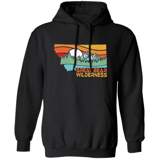 Great Bear, Montana Outdoors, Retro Mountains, Great Bear Wilderness Pullover Hoodie