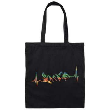 Retro Mountain Bike Funny Mountain Bike Heartbeat Canvas Tote Bag