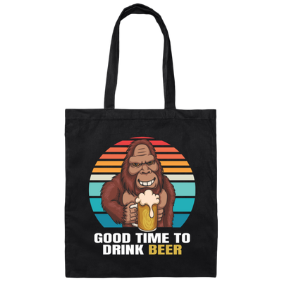 Good Time To Drink Beer, Retro Monkey, Gorilla Drink Beer Canvas Tote Bag
