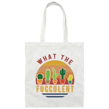 Retro What The Fucculent Succulents Cactus Plants Canvas Tote Bag