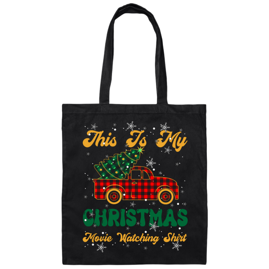 This Is My Christmas Movie Watching, Merry Christmas, Trendy Christmas Canvas Tote Bag