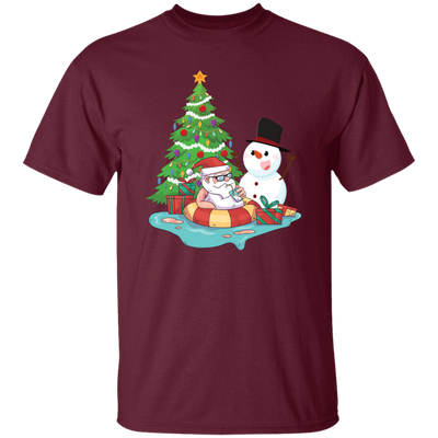 Funnny Santa, Merry Christmas Snow White, Santa In Pool, Trendy Halloween Unisex T-Shirt