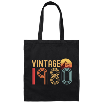 Vintage 1980 Retro Birthday Gift Canvas Tote Bag