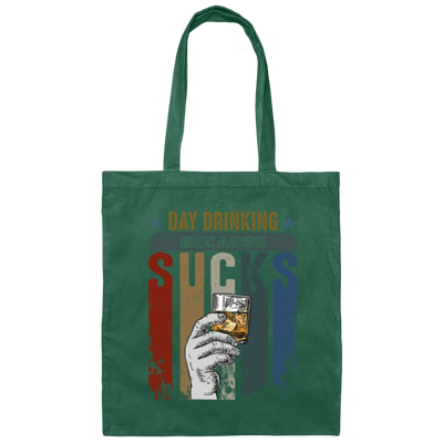 Retro Day Drinking Because Sucks Vintage Canvas Tote Bag