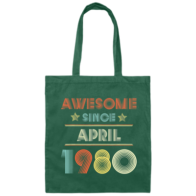 Birthday Day Awesome Since April 1980 Canvas Tote Bag