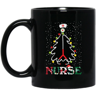 Nurse Christmas, Xmas Tree, Christmas Gift For Nurse Black Mug