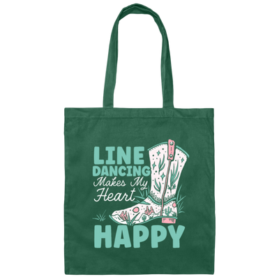 Cowboy Gift, Line Dancing Makes My Heart Happy Vintage Canvas Tote Bag