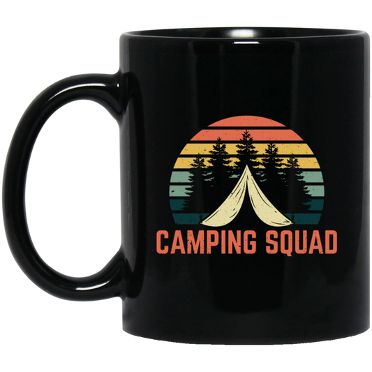 Camping Squad, Nature Lovers, Best Of Camping, Retro Camper Lover Black Mug