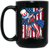 Dabbing Uncle, 4th Of July Gift, Great July 4th, American Flag, US Dabbing Black Mug