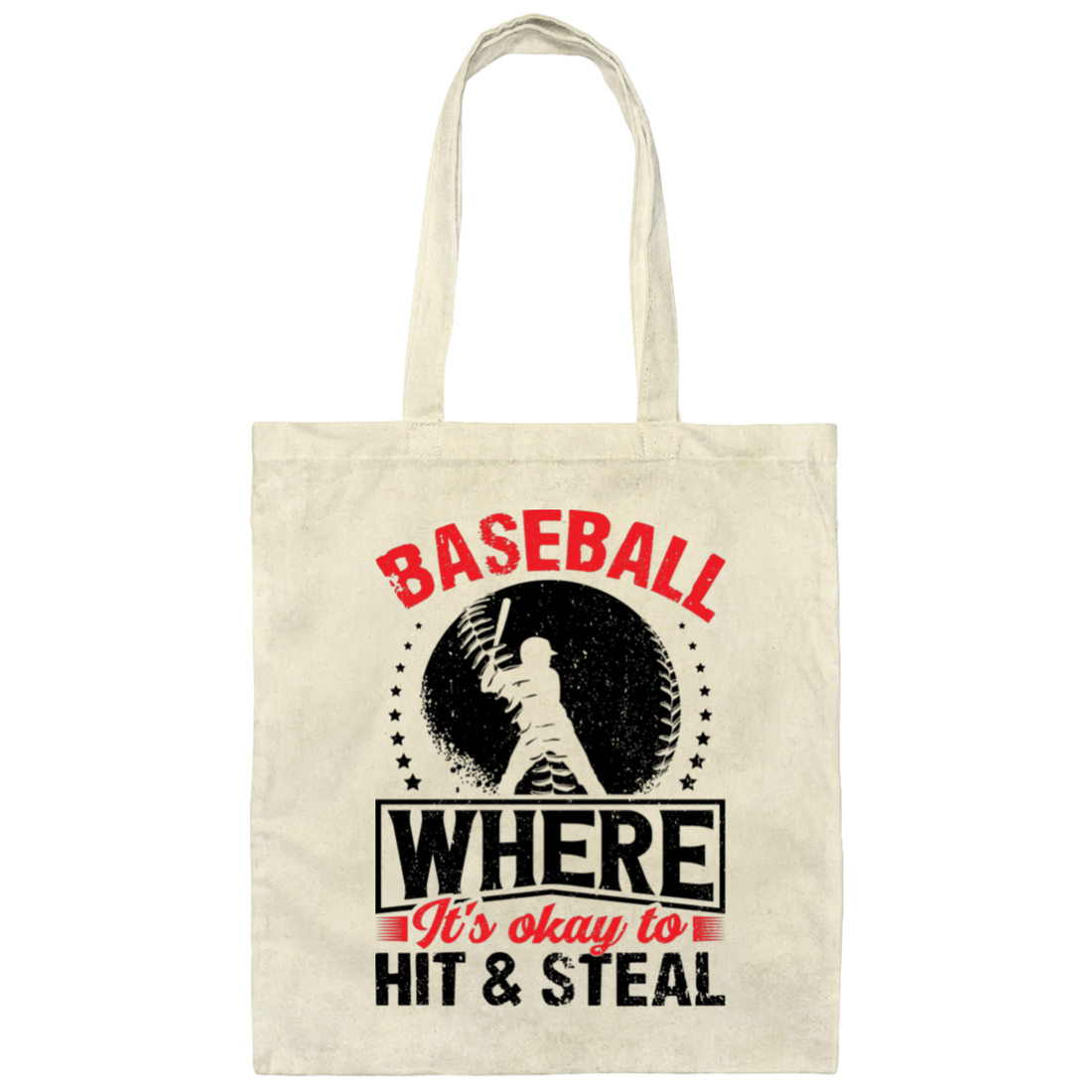 Baseball Where It's Okay To Hit And Steal, Retro Baseball Canvas Tote Bag