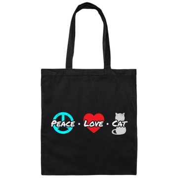 Peace Love Cat Cat Lover Funny Gift, Cat Lover Canvas Tote Bag