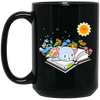 Cute Cat In Spring, Cat With Book Under The Sun Black Mug