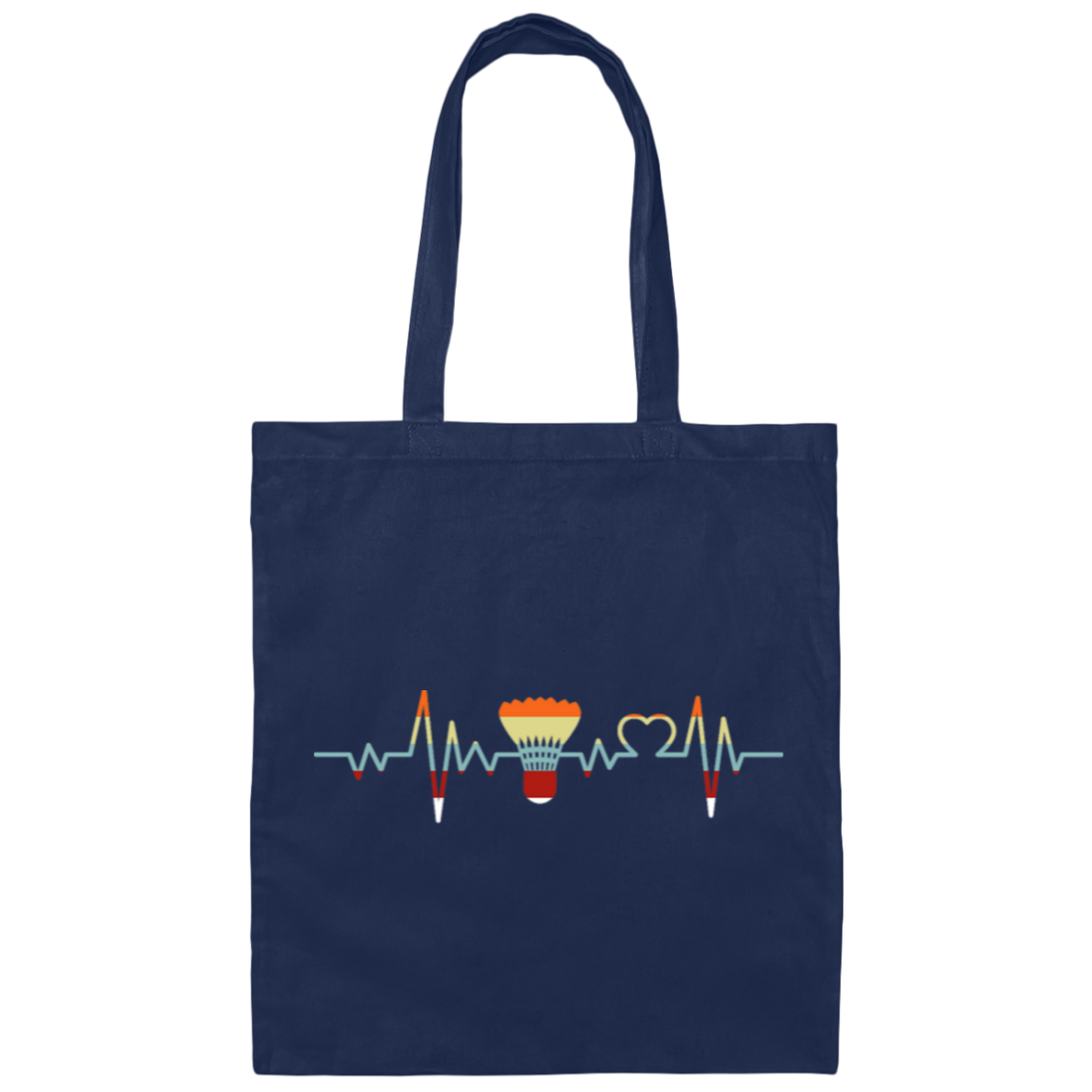 Badminton Heartbeat, Badminton Player Gift, Love Retro Badminton Canvas Tote Bag