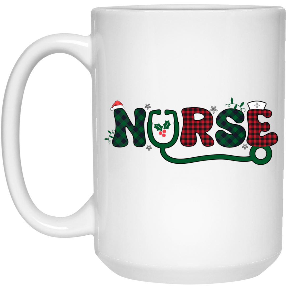 Nurse Christmas, Caro Christmas, Santa Nurse White Mug