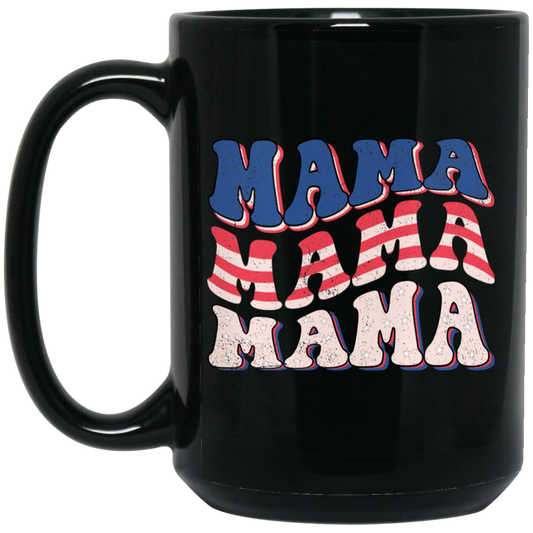 Groovy Mama, Retro Mama, American Mama, Mommy Black Mug