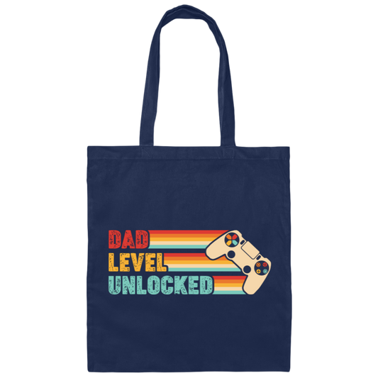 Dad Level Unlocked, Retro Dad Gifts, Video Games Player, Father's Day Gifts Canvas Tote Bag