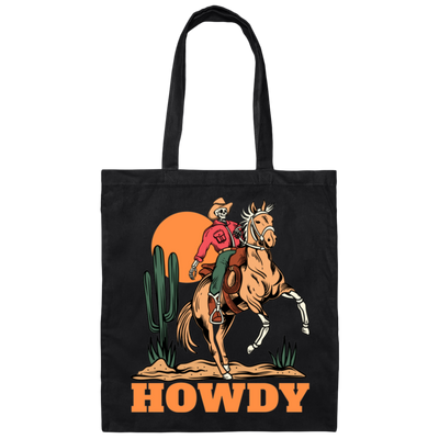 Howdy Cowboy, Cowboy In Desert, Cowboy With Horse Canvas Tote Bag