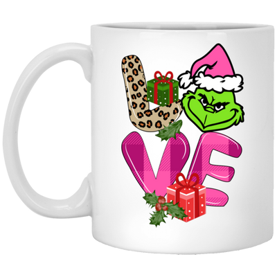 Love Grinch, Pink Grinch, Funny Love Grinch, Trendy Grinch, Merry Christmas, Trendy Christmas White Mug