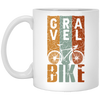 Vintage Gravelbike Mountain, Three Color Retro Bicycle, Gravel Bike White Mug