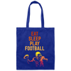 Eat Sleep Play Football, Love American Football, Retro Football Canvas Tote Bag
