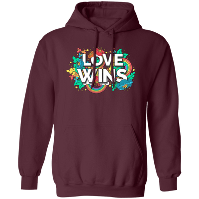 Love Wins, Rainbow Love, Flower Love, Colorful Love Pullover Hoodie